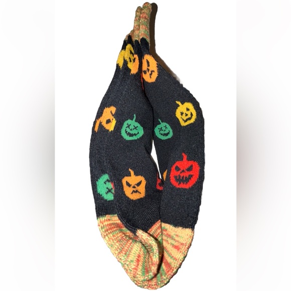 Into Socks Halloween Crew Socks 1 Pair Men's 7-12 Black Orange w Jack O'lantern - Picture 5 of 7